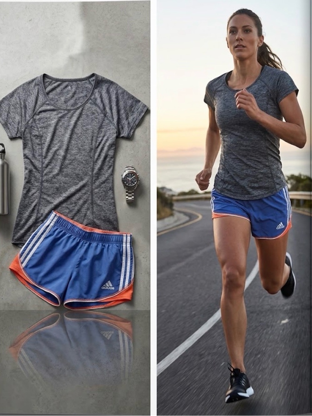 Adidas Women’s Blue Running Shorts with Orange Trim